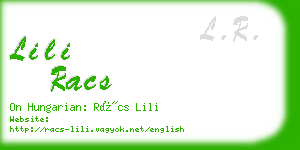 lili racs business card